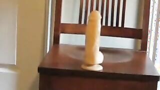 50 years old Samantha riding dildo on chair