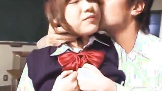 Ai Touno has body touched over uniform and gets cumshots