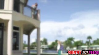 MILF Yasmin and teenager Lily performs lesbian play