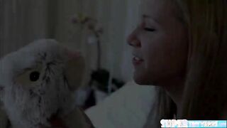 Slim and blonde Hollie Mack gets fucked by dude with rabbit hat