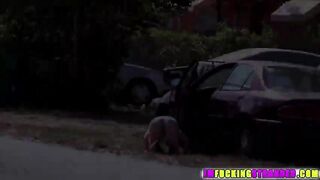 Attractive and slim Kiera Daniels gets spotted and fucked by dude