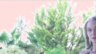 Horny Babe Nancy all alone loves to play with her pussy out in her backyard