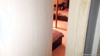 Dark haired queen loves eating hot sperm