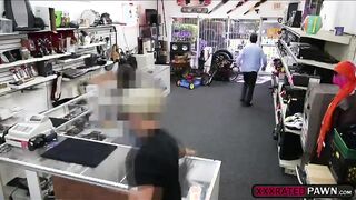 Brunette babe gets fucked after stealing stuff in the pawnshop