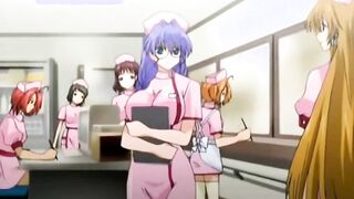 Horny hentai nurse plays with dildo