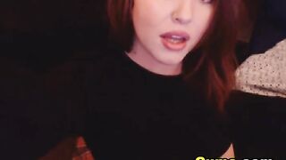 Big Tits Redhead Babe Rides her Dildo