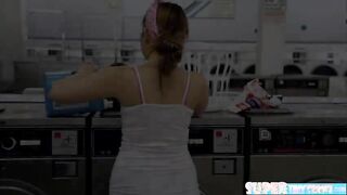 Petite and brunette cocksucker Cali Hayes gets her pussy banged