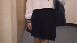 Asian schoolgirl swallows cock in stunning blowjob