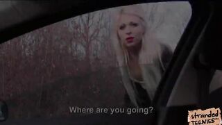 Blondie teen Chloe flirts to a stranger andthey have public sex