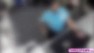 Brunette police woman pose nude and takes huge cock in the pawnshop