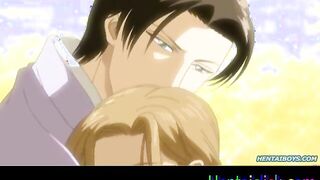 Hentai gay man hot kissed and anal sex fun