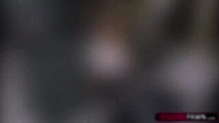 Slutty and sexy waitress trying to sell a fake purse gets fucked