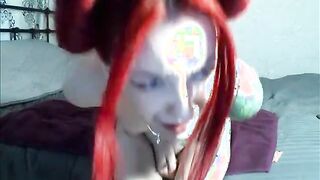 Skinny Redhead tattoo masturbate toying