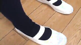 Asian teen gets exposed pussy inserted with dildos