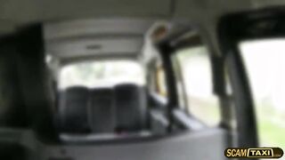 Hot redhead Ella bounces on the drivers big cock and gets a hot cum