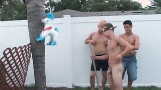 Sexual young twinks screwing at poolside