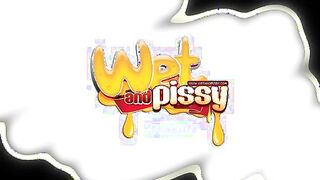 Cute looking teen girl squirting piss