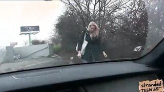 Flirty Babe Nikky is out of money for a ride. She manage to get a lift to a stranger and repay him by sucking his cock. The guy stop his car and bangs her tight pussy on the back of his back. Nikky love the way he pierce his cock and make him cum on her.
