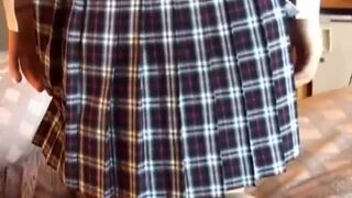 Asian schoolgirl gets hairy pussy fingered before sucking his hard cock