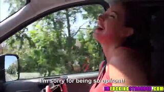 Cute brunette Felicia Kiss gets spotted and fucked by dudes big cock