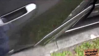 Lucky dude spotted Teen Zaya in the road and fucks her in his car