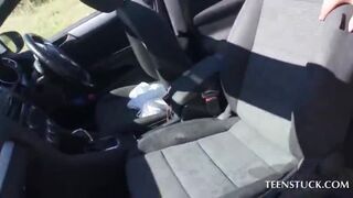 Sweet pussy teen fucking massive dick outdoor