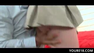 College slut gets butt hole licked for a BJ