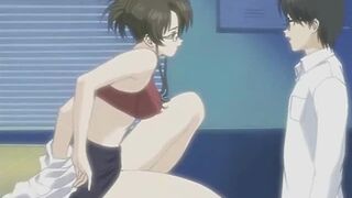 Attractive anime jumping in phallus