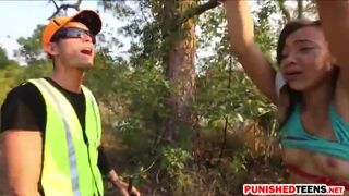 Tight brunette teen babe Adrian Maya fucked while cuffed