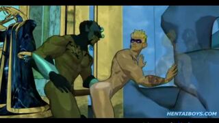 Hot muscular hentai hunk group gangbanged fun