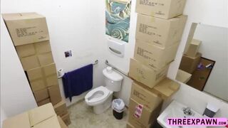 Slutty teen babe plays innocent tricked with the pervert shop owner for some cash