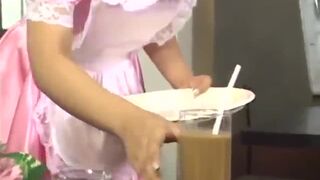 Hot maid Eri gives a hot tit fuck and gets her tits sprayed