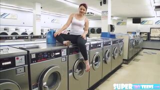 Crazy masturbating Cali Hayes gets fucked by laundromat owner