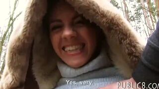 Sexy Eurobabe banged in public for cash