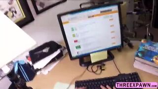 Innocent sweet brunette teen holds horny cock and gives bj