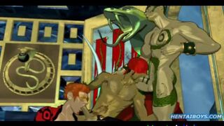 Massive muscle hentai hunk group gangbanged