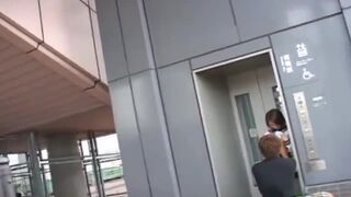 Cute Haiji peeing going naked and played with in public