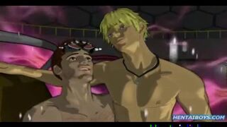 Gorgeous hentai man deep fucked and jerked