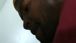 Horny ebony masturbates close up