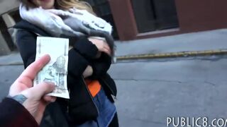 Eurobabe flashes her big tits and rammed