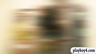 Skinny blonde girl threeway sex for cash