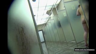 Gorgeous females in a public shower room