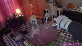 Crazy mom seduced by chum' chum's teen and girlboss Swalloween Fun