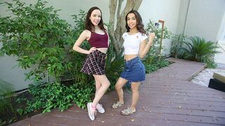 Step Daughters Aliya Brynn & Jackie Rogen Swap Step Daddy's Cum After Taboo Threesome -FamilyStrokes