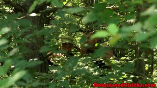 Tattooed beauty dominated outdoors