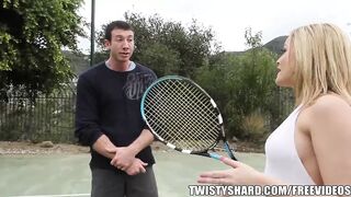 Big booty blond gets fucked after tennis