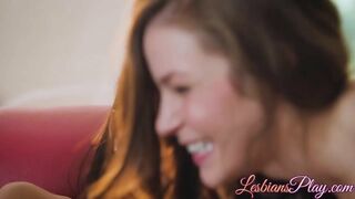 Cute lesbians Celeste Star and Lucy Shiloh love eating pussy