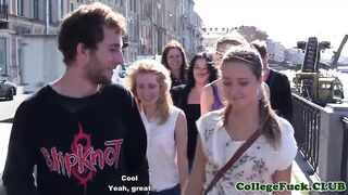 Cumloving freshmen in sticky hotel orgy