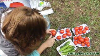 College babe fucked at outdoor bbq