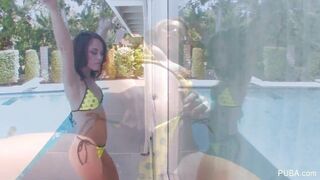 Kristina Rose plays with her coochie in the pool